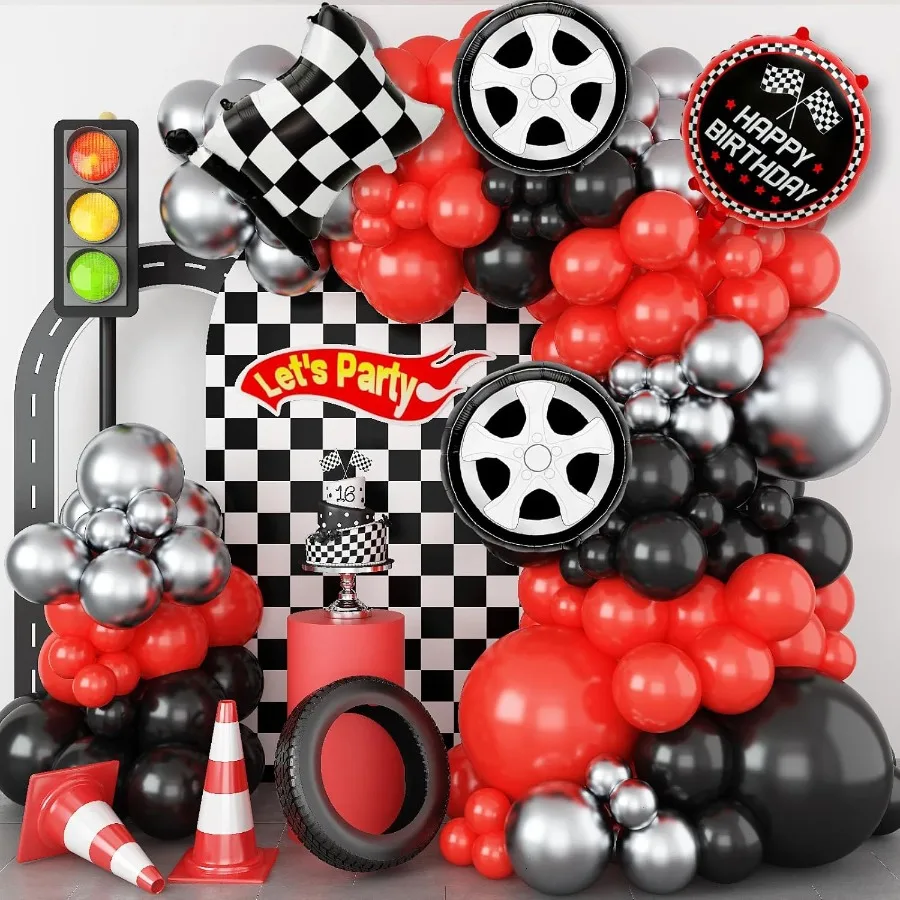 Lighting Mcqueen Birthday Decor - Race Car Balloon Arch Garland Kit: