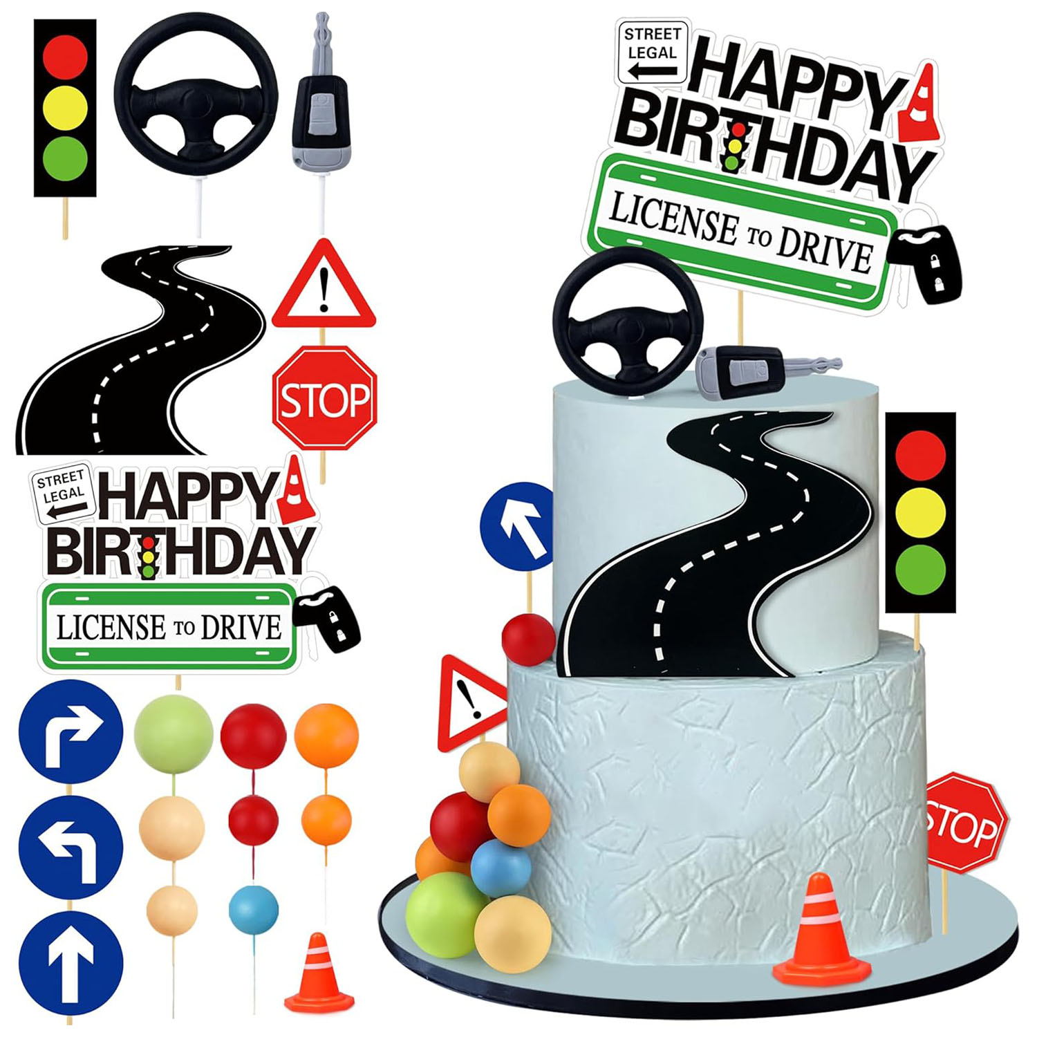 Lighting Mcqueen Birthday Decor - Driver License Cake Topper New Driver