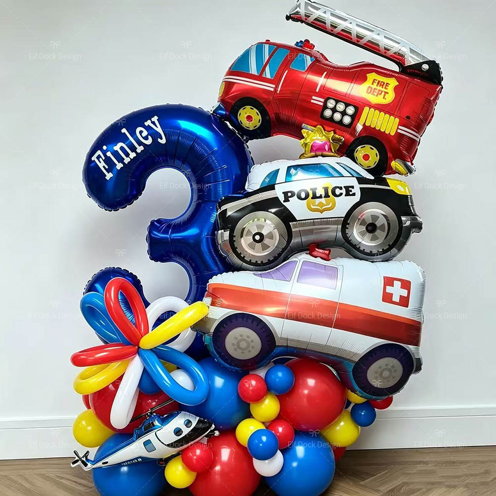 Lighting Mcqueen Birthday Decor - 1Set Cartoon Car Foil Balloons Ambulance