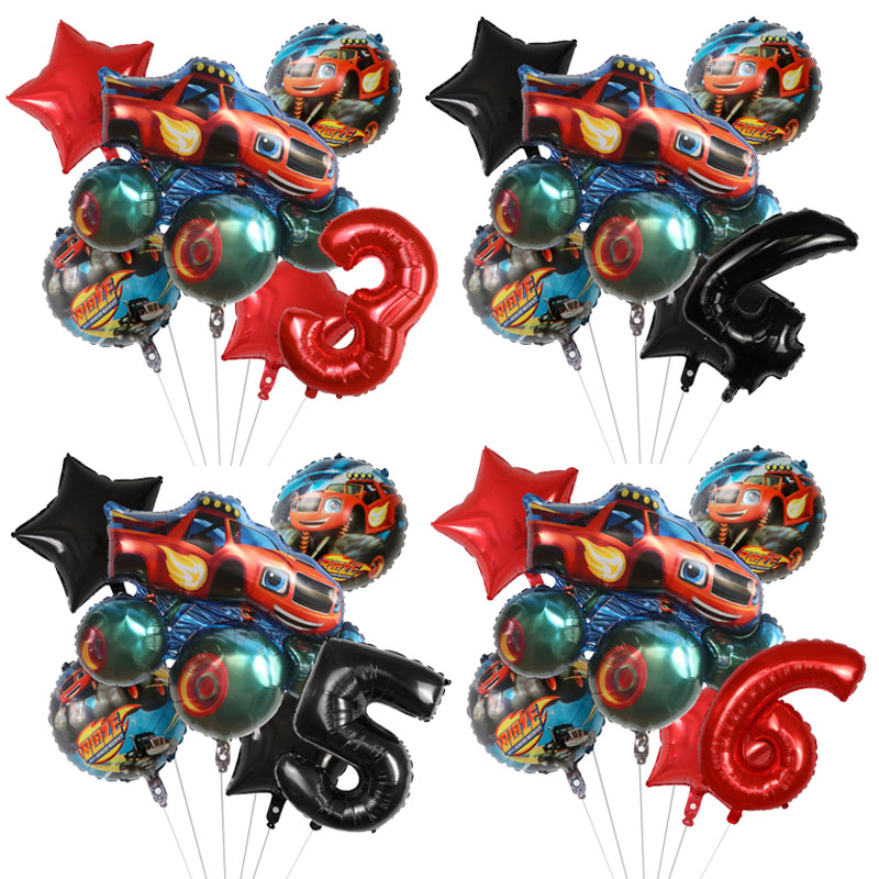Lighting Mcqueen Birthday Decor - 1set Blaze Monster Foil Balloons Cartoon