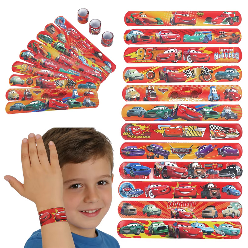 Lighting Mcqueen Birthday Decor - 12/24/36pcs Disney Cars Lightning McQueen Slap&Bracelets