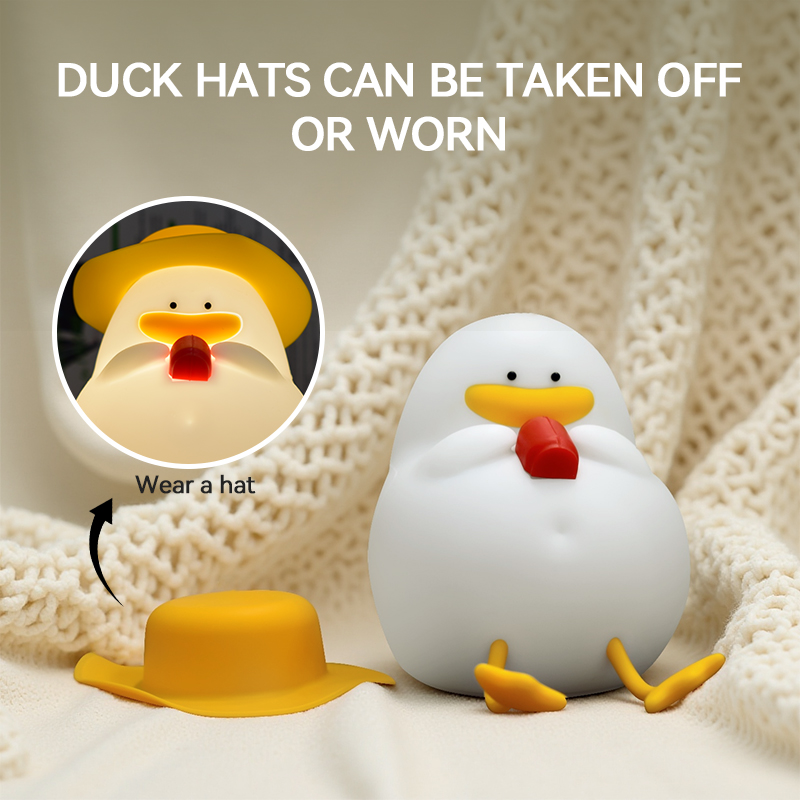 Lighting Decor - Happy Duck Night Light,Touch-Control Bedside Lamp,Chargable