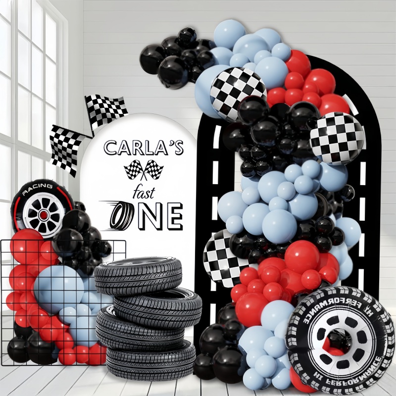 Lighting Mcqueen Birthday Decor - 115-Piece Racing-Themed Birthday Balloon Arch Set,