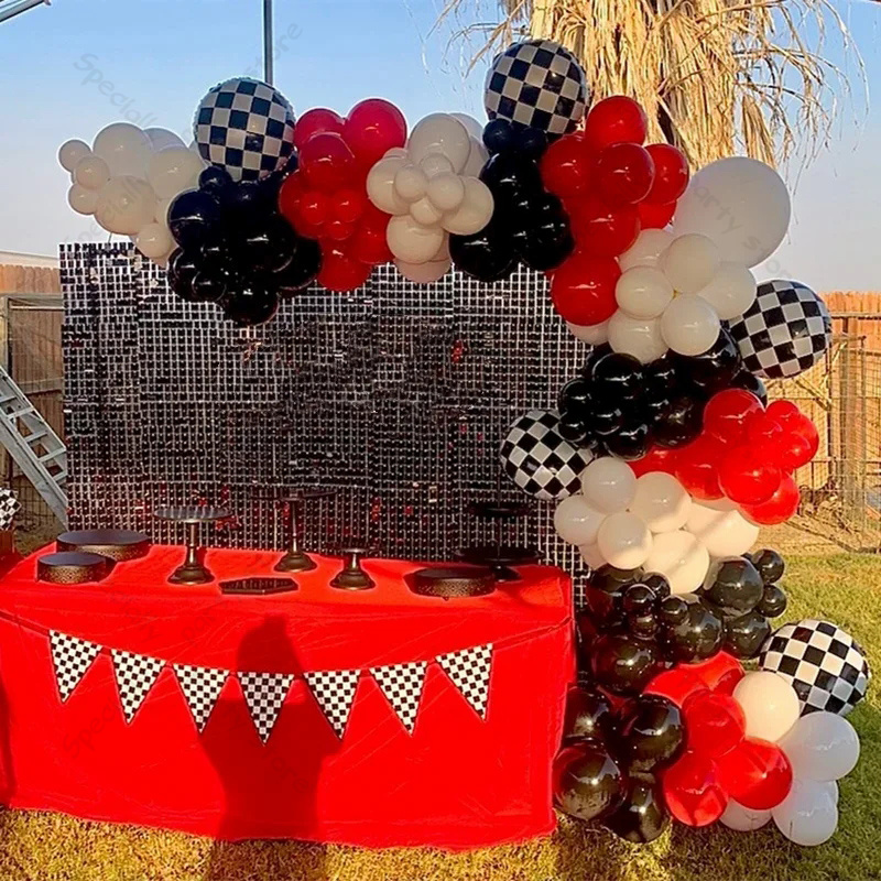 Lighting Mcqueen Birthday Decor - 123pcs Racing Car Birthday Balloons White