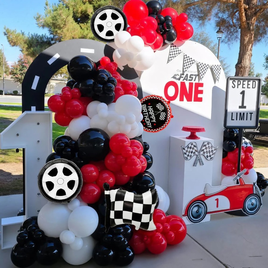Race Car Balloon Arch Garland  - Lighting Mcqueen Birthday Decor review and price