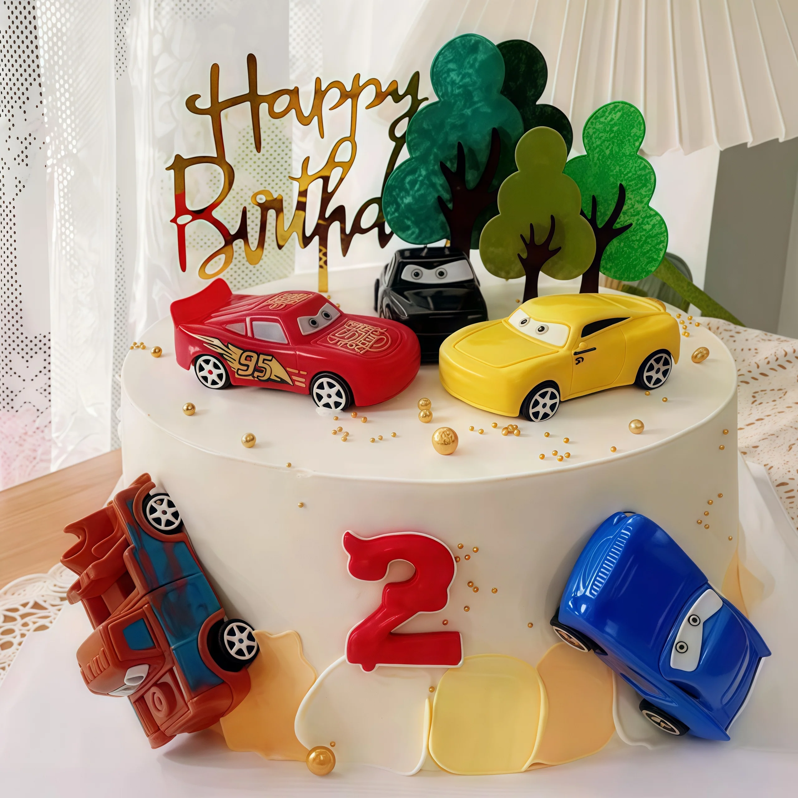 4pcs Lightning Cars Happy Birt - Lighting Mcqueen Birthday Decor review and price