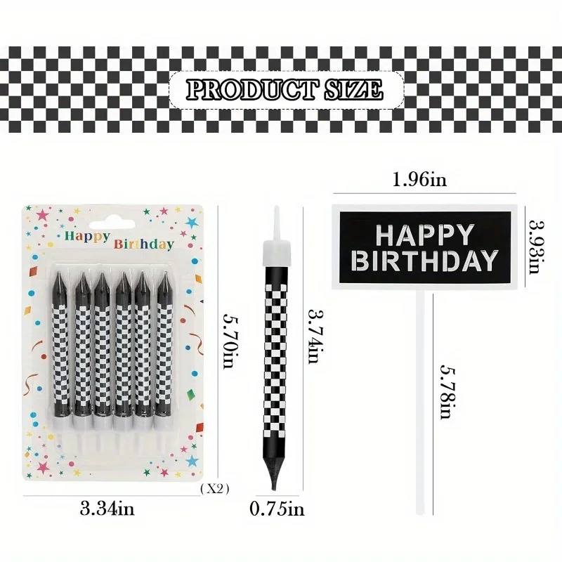 6/12pcs Black and White Birthd - Lighting Mcqueen Birthday Decor review and price